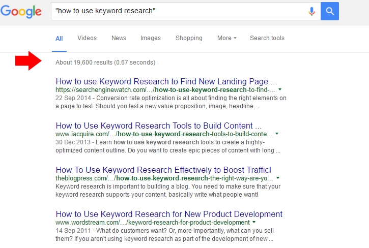 search results